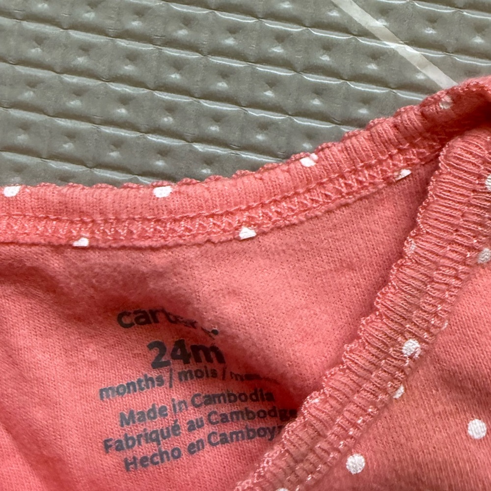 Carters|Baby Girls' Pink and Coral Polka Dot One-Piece Bodysuits,Ladybug•••24M - Picture 4 of 5
